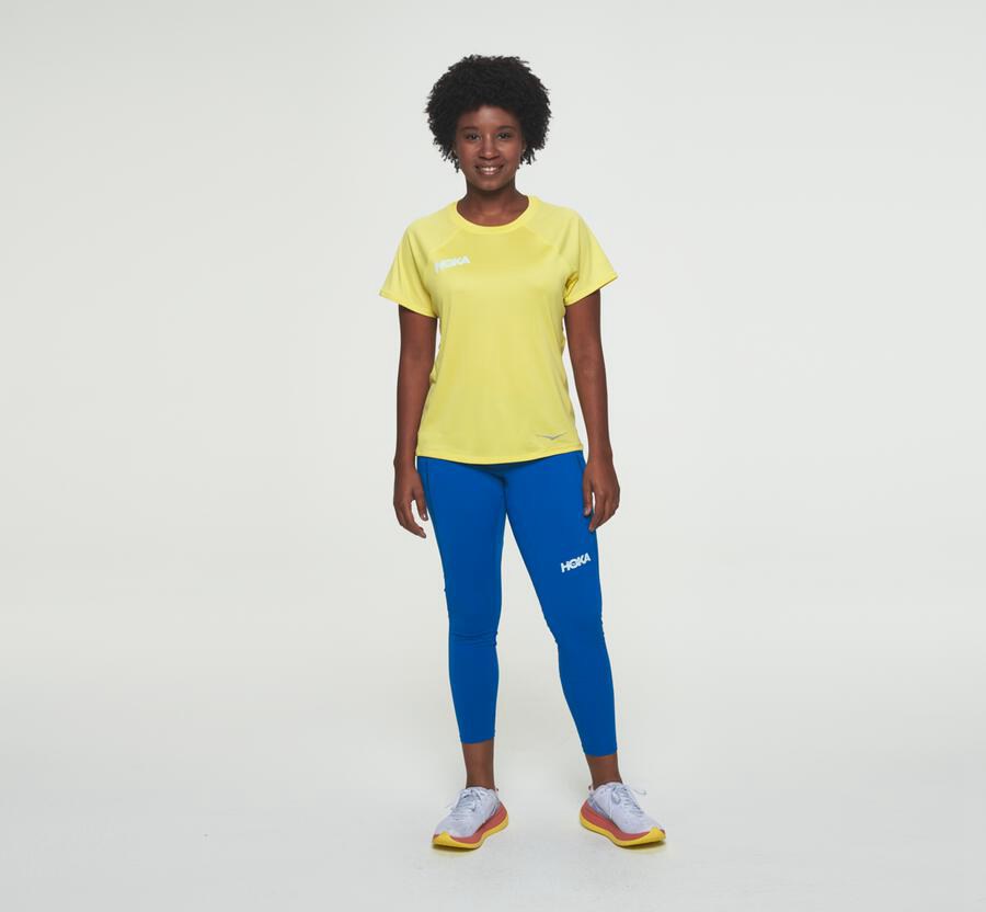 Hoka One One Womens Tops - Performance Short Sleeve - Yellow - DAJX75319